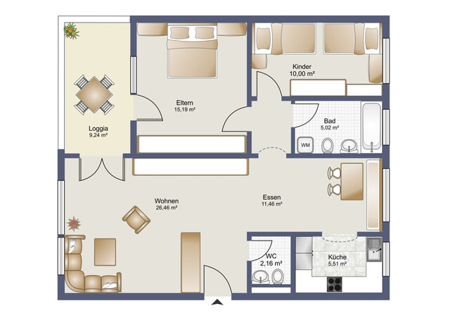 Charmante 3,5-Zimmer-Wohnung mit Wintergarten