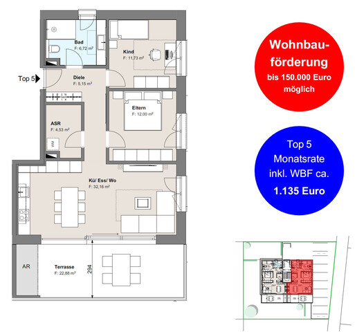 3-Zimmer Dachgeschosswohnung (Top 5)