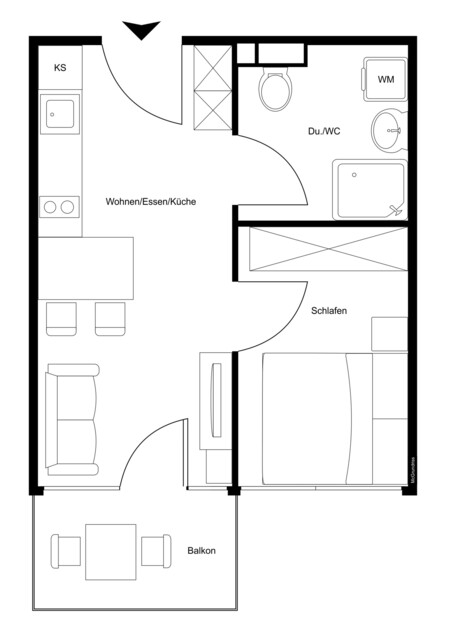 Vollmöblierte 2-Zimmer Wohnung zu vermieten