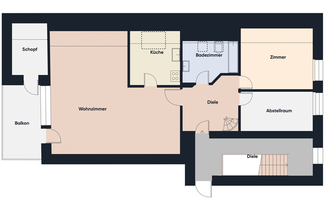 Zweistöckige Dachgeschosswohnung mit 5 Zimmern