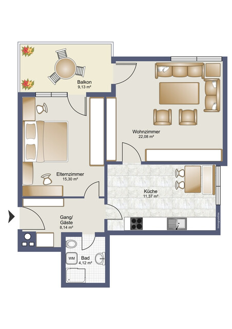 Helle 2-Zimmer-Balkonwohnung in Lustenau – ideal für Singles & Paare