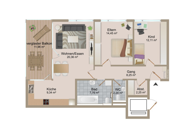 GEPFLEGTE 3 ZIMMER WOHNUNG IM STADTZENTRUM VON DORNBIRN