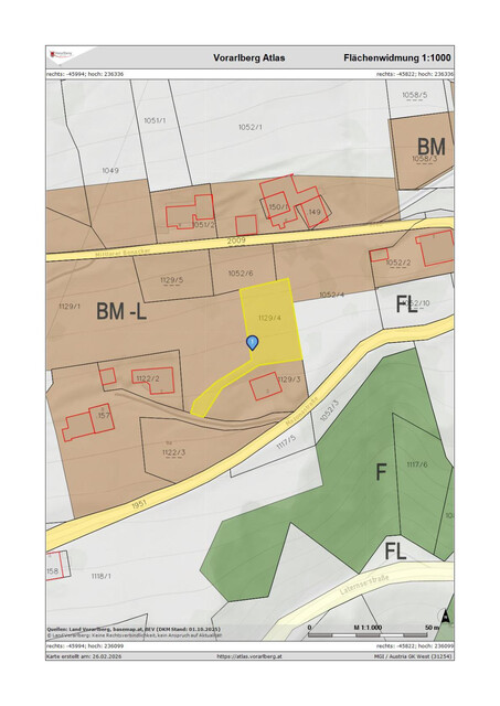 Attraktives Baugrundstück in Laterns – 850 m² mit herrlichem Bergblick