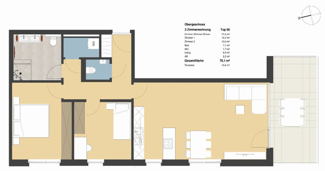 Familiäre sonnige 3 Zimmer Wohnung mit TG-Stellplatz