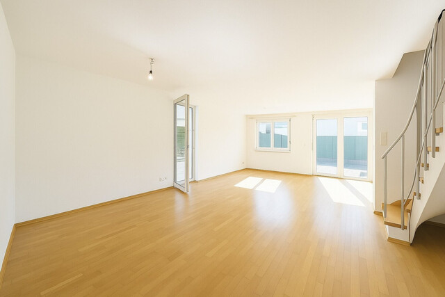 Architekten-Doppelhaushälfte mit Stil, Garten & Großzügige Terrasse im Obergeschoss