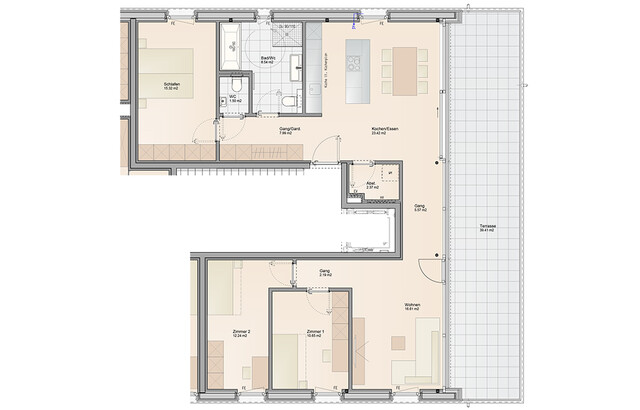 Fixer Baustart Frühjahr 2025: Einzigartige 4-Zimmer Dachgeschosswohnung | 39 m² Terrasse (Top A08)