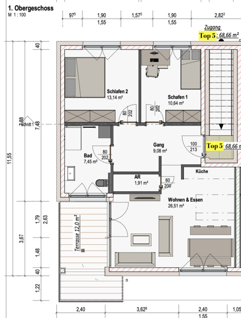 3 1/2 Zimmerwohnung mit Terrasse