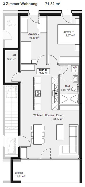 Wohnen mit Ausblick: 3-Zimmer-Dachgeschosswohnung