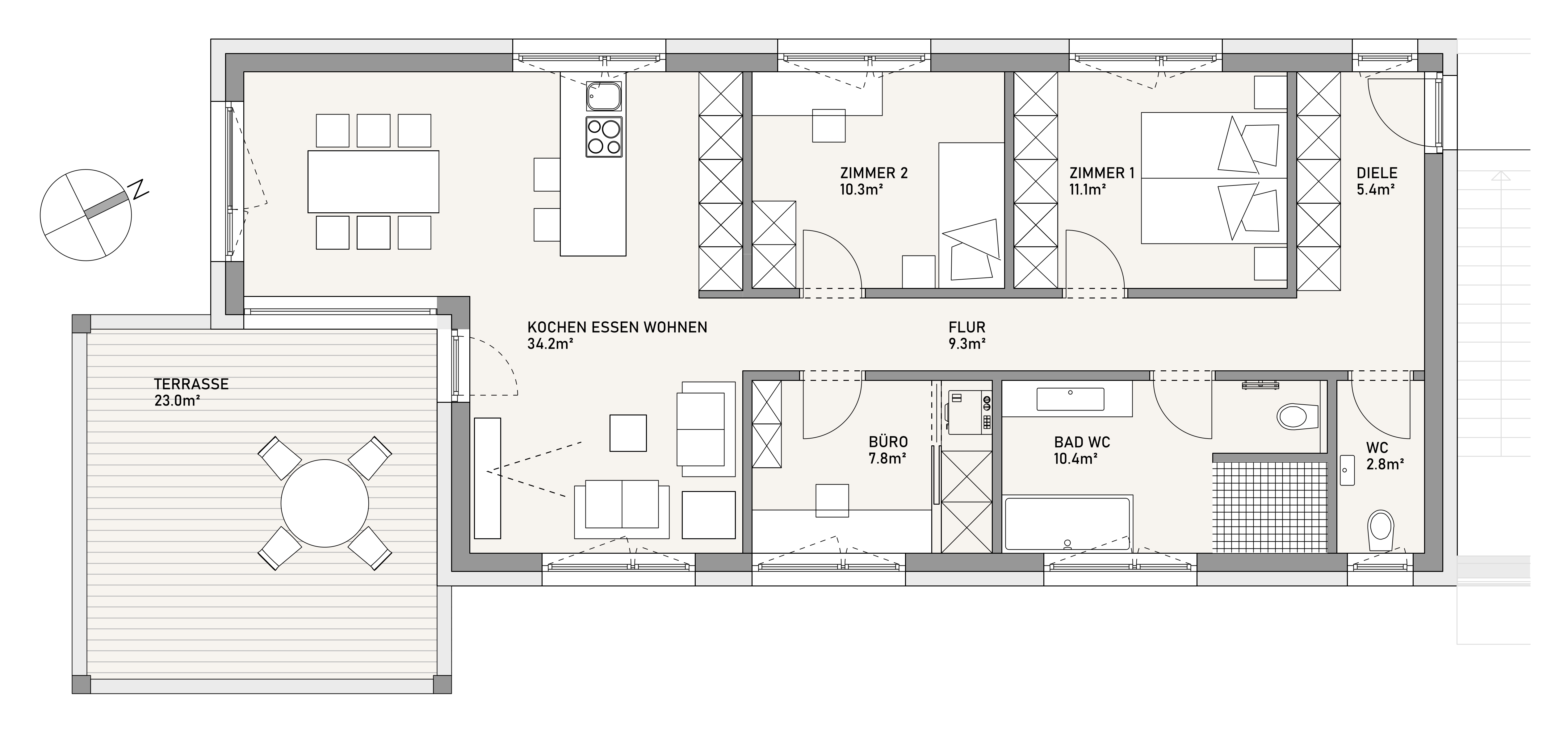 Neubau Terrassenwohnung mit Terrasse, Garage & Keller - Erstbezug!