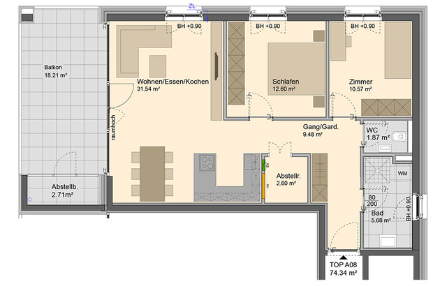 Ganz oben Wohnen: 3-Zimmer Dachgeschosswohnung (Top A08)