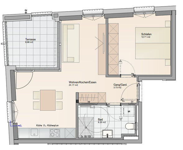 Neue 2-Zimmer-Wohnung mit Terrasse und Tiefgarage in zentraler Lage in Dornbirn
