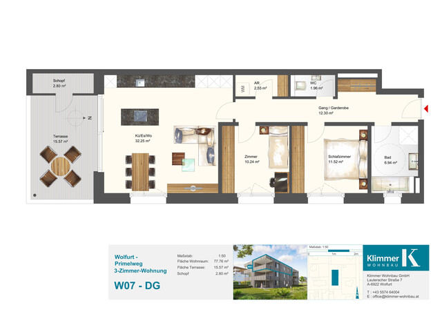 Entspannt wohnen, modern leben. 3-Zimmer-Dachgeschoss-Wohnung W07