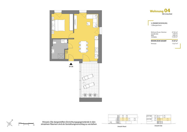 Kompakt & komfortabel:
2-Zimmer-Wohnung im Unterfeld