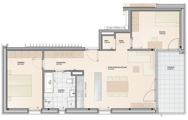 Baustart Frühjahr 2025 fixiert: 3-Zimmer Dachgeschosswohnung mit hoher Wohnbauförderung (Top B04)