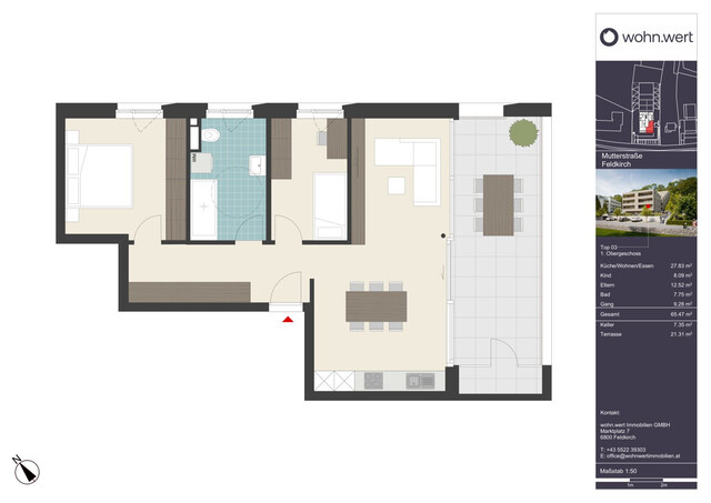 Wohnanlage "Hillside" - Traumhafte 3-Zimmerwohnung mit großzügiger Terrasse - Top 03