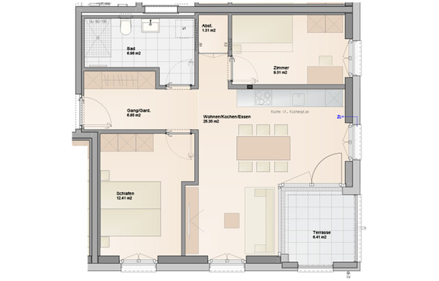 Baustart Frühjahr 2025 fixiert: 3-Zimmer Terrassenwohnung mit Wohnbauförderung (Top A06)