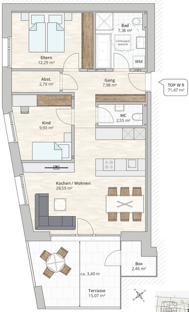 3-Zi-Dachgeschosswohnung TOP 9 in Muntlix, Hauptstraße 31+33