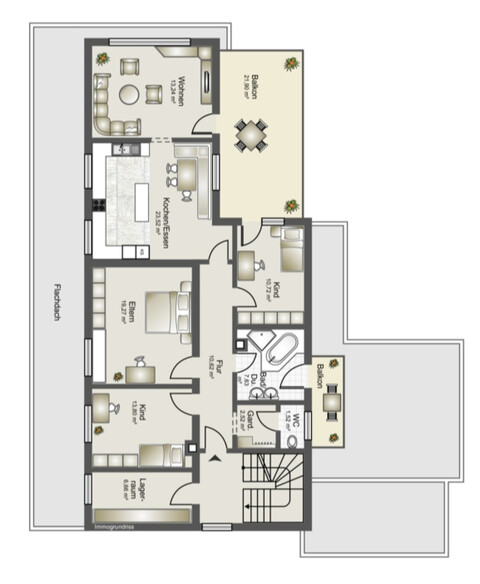 Wohn- und Geschäftshaus mit Parkplätzen