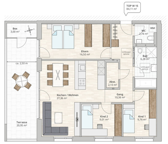 4-Zi-Dachgeschosswohnung TOP 15 in Rankweil-Brederis, Korngasse 5