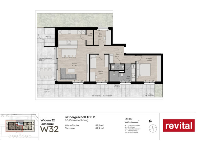 1A-Lage von Lustenau - Ruhige und Zentrale Terrassenwohnung - Top 13