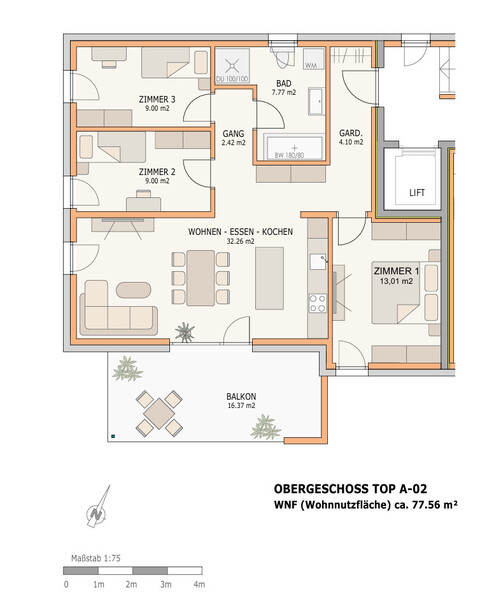 Obergeschoss Wohnung mit 4 Zimmern + großem Balkon – hell & ruhig - Gaißau Flurweg Top 2|VERKAUFT