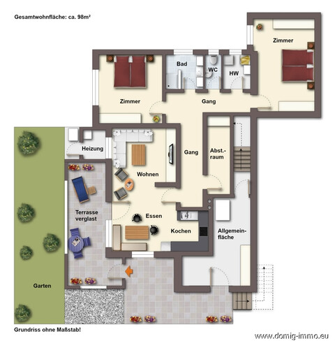Schöne 3-Zimmer-Wohnung mit Wintergarten und Grünfläche in sonniger Ruhelage von St. Gallenkirch