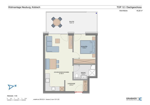 Sonnige 2-Zi-Wohnung im Dachgeschoss