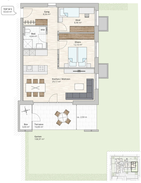 3-Zi-Gartenwohnung TOP 5 in Rankweil-Brederis, Korngasse 5
