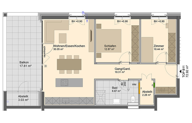 Alleskönner für Paare & kleine Familien: 3-Zimmer Dachgeschosswohnung (Top B11)