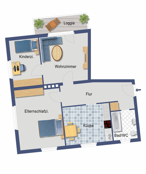 3-Zimmerwohnung mit Loggia