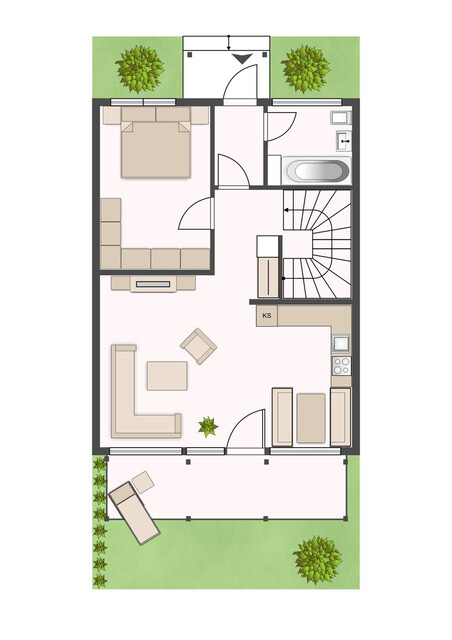 3 Zimmerwohnung im Reihenhausstil mit Garten und Garage in guter Lage in Feldkirch-Gisingen