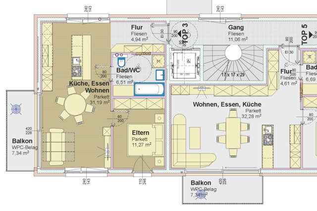 Top 3 Neubauwohnung mit Tiefgarage, Balkon, Dachterrasse und Gemeinschaftsraum