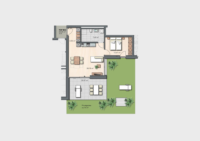 Stilvoll & kompakt – Ihr neues Zuhause wartet! 2 Zimmer Gartenwohnung