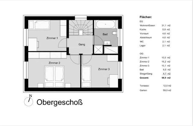 Neues Einfamilienhaus, 3 Schlafzimmer, Garten, Hard