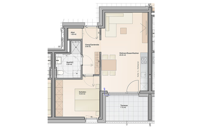 Optimale 2-Zimmer Terrassenwohnung (Top A04)