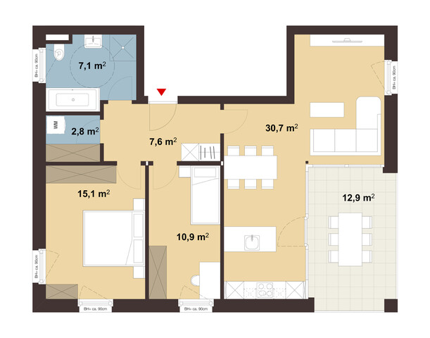 Sonnige 3-Zimmer-Terrassenwohnung | A02