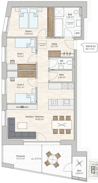 4-Zi-Dachgeschosswohnung TOP 25 in Muntlix, Hauptstraße 31+33