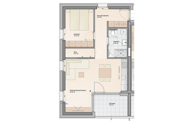 Moderne 2-Zimmer Wohnung im Dachgeschoss (Top A06)