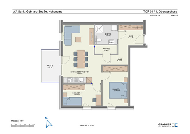 Schöne 3-Zi-Wohnung mit Balkon