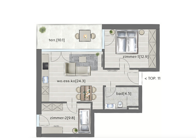 2 Zimmer-Wohnung | Götzis | Terrasse