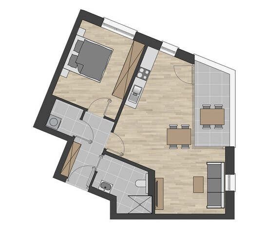 Moderne 2-Zimmer-Wohnung mit Balkon