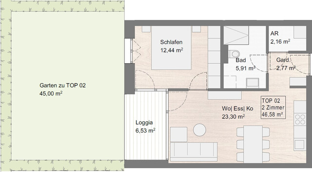 2-Zimmer Gartenwohnung in Bregenz! Top 2