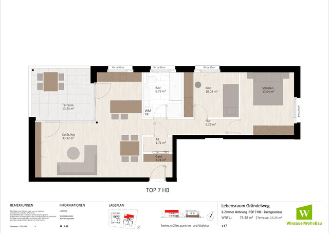 Ihre 3 Zimmer Dachgeschosswohnung mit Terrasse! (HB Top 07)