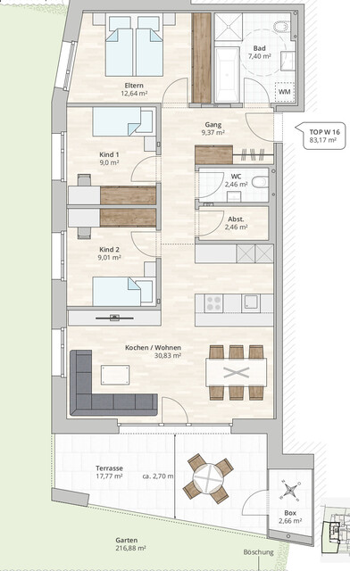 4-Zi-Gartenwohnung TOP 16 in Muntlix, Hauptstraße 31+33