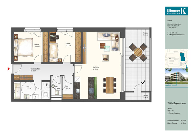 Moderne 3-Zimmerwohnung in idealer Lage in Wolfurt zu vermieten