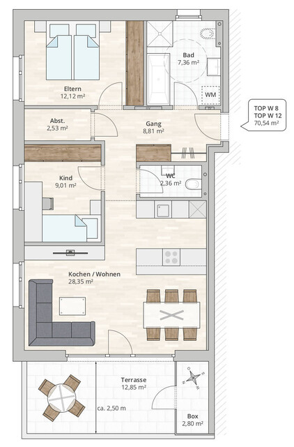 3-Zi-Terrassenwohnung TOP 8 in Feldkirch-Altenstadt, Rebbündten - Bezugstermin in Absprache!