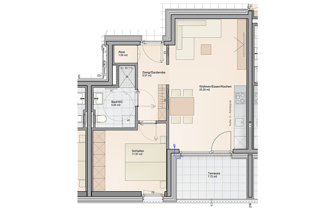 Klar aufgeteilte 2-Zimmer Dachgeschosswohnung (Top A08)