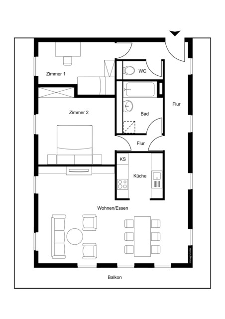 Lichtdurchflutete 3-Zimmer Wohnung in ruhiger Lage