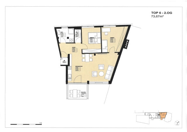 Lichtdurchflutete Wohnung im Zentrum von Bludenz Top 6