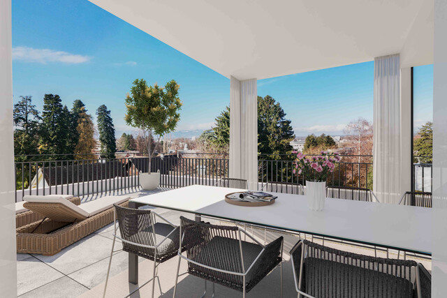 Seesicht und 360°-Blick von der Dachterrasse im 6. Geschoss